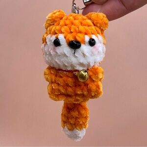 Kawaii Crochet Fox Charm | Luxe Amigurumi Bag Accessory | 7cm Plush Keychain